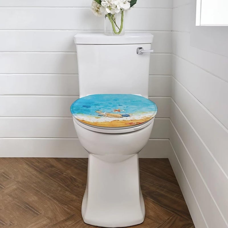 Flashideas Starfish Beach Toilet Cover Seat Soft Plush Seat Covers Toilet Lid Cover Toilet Lids for Bathroom Machine Comfortable Bathroom Toilet Lid Cover Seat - Image 2